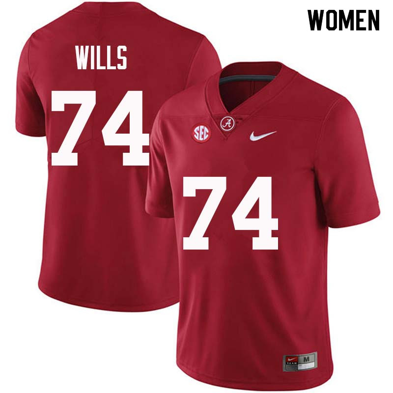 Women #74 Jedrick Wills Alabama Crimson Tide College Football Jerseys Sale-Crimson